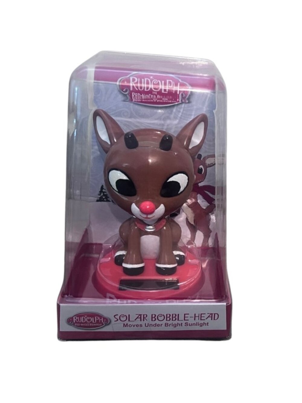 Rudolph Red Nosed Reindeer Solar Bobble Head Ruz New Sealed Christmas Decor